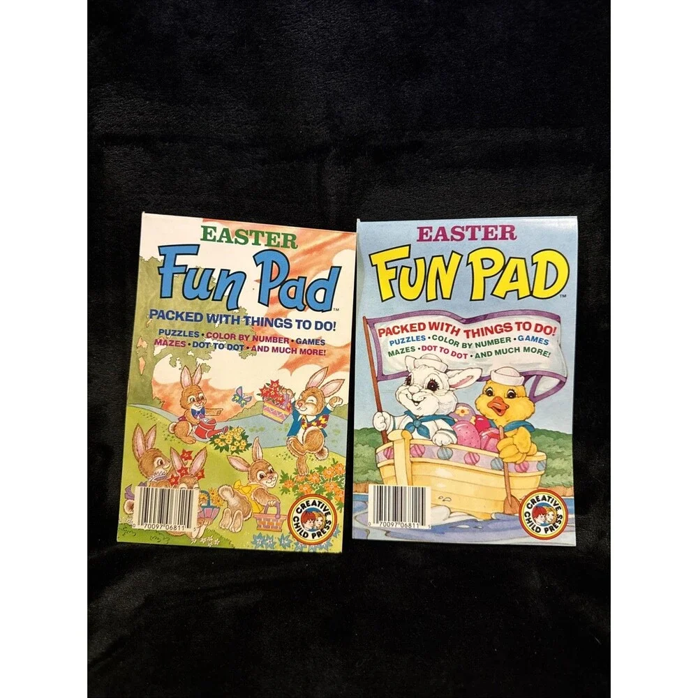 2 Vintage 80s Easter Fun Pad Creative Child Press Activity Books